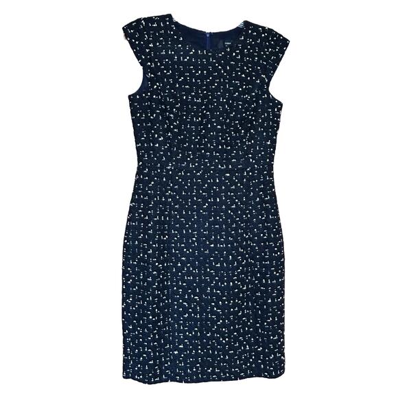 J.Crew 365 Navy White Tweed Sheath Dress Size 4 Work Office Classic Lined - Picture 2 of 6